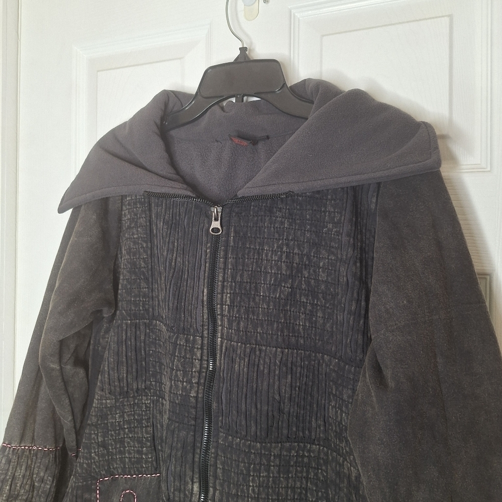 ALLER SIMPLEMENT Cotton BOHO Festival Hooded Long Jacket Size Large - Picture 2 of 6